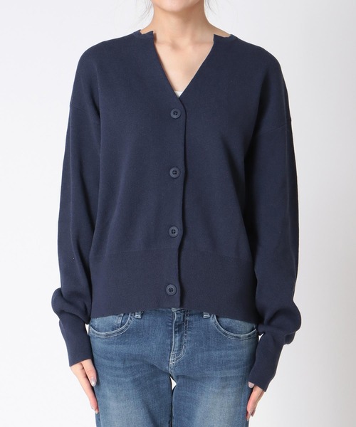 Jines（ジネス）の「キーネックリラックスカーディガン（カーディガン/ボレロ・レディース・ブルー/ネイビー/グレー/ホワイト/ブラック・38）」の10枚目の写真