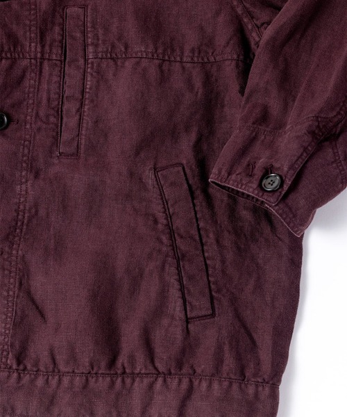 Anachronorm(アナクロノーム)の「【ANACHRONORM】SULFUR DYED LINEN UTILITY JACKET(カバーオール・メンズ・ワイン/ネイビー・3/2)」の7枚目の写真