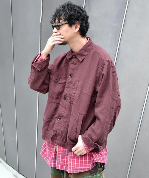 Anachronorm(アナクロノーム)の「【ANACHRONORM】SULFUR DYED LINEN UTILITY JACKET(カバーオール・メンズ・ワイン/ネイビー・3/2)」の15枚目の写真