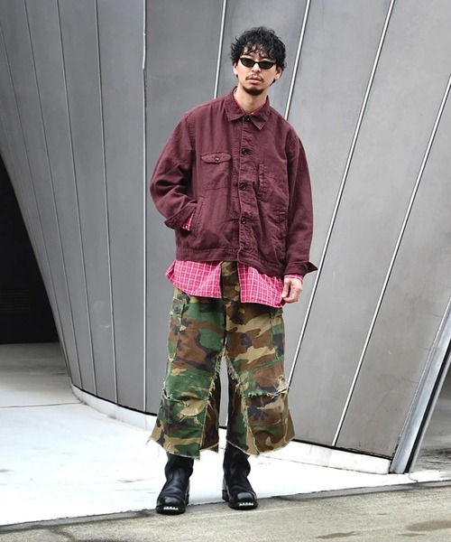 Anachronorm(アナクロノーム)の「【ANACHRONORM】SULFUR DYED LINEN UTILITY JACKET(カバーオール・メンズ・ワイン/ネイビー・3/2)」の16枚目の写真