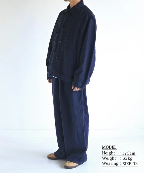 Anachronorm(アナクロノーム)の「【ANACHRONORM】SULFUR DYED LINEN UTILITY JACKET(カバーオール・メンズ・ワイン/ネイビー・3/2)」の22枚目の写真