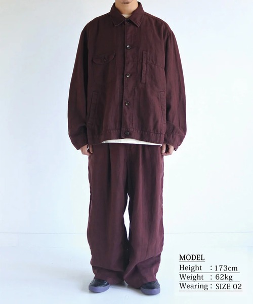 Anachronorm(アナクロノーム)の「【ANACHRONORM】SULFUR DYED LINEN UTILITY JACKET(カバーオール・メンズ・ワイン/ネイビー・3/2)」の19枚目の写真