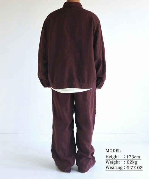 Anachronorm(アナクロノーム)の「【ANACHRONORM】SULFUR DYED LINEN UTILITY JACKET(カバーオール・メンズ・ワイン/ネイビー・3/2)」の3枚目の写真