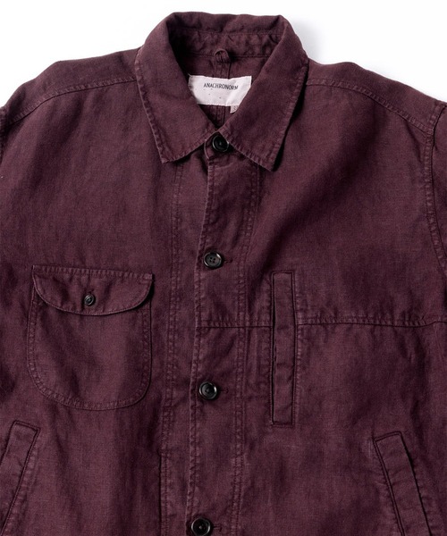 Anachronorm(アナクロノーム)の「【ANACHRONORM】SULFUR DYED LINEN UTILITY JACKET(カバーオール・メンズ・ワイン/ネイビー・3/2)」の9枚目の写真
