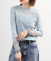 gleam フェイクレイヤードクルーネックニットソー 長袖