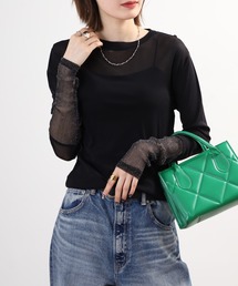 gleam フェイクレイヤードクルーネックニットソー 長袖
