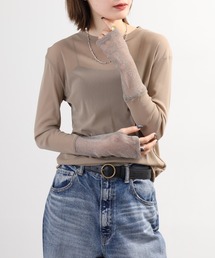gleam フェイクレイヤードクルーネックニットソー 長袖