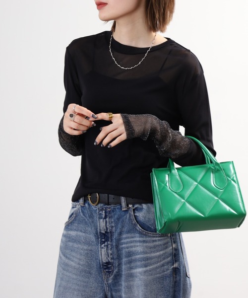 Gleam（グリーム）の「gleam フェイクレイヤードクルーネックニットソー 長袖（Tシャツ/カットソー・レディース・ブラック/ライトブルー/ホワイト/モカ・F）」の10枚目の写真