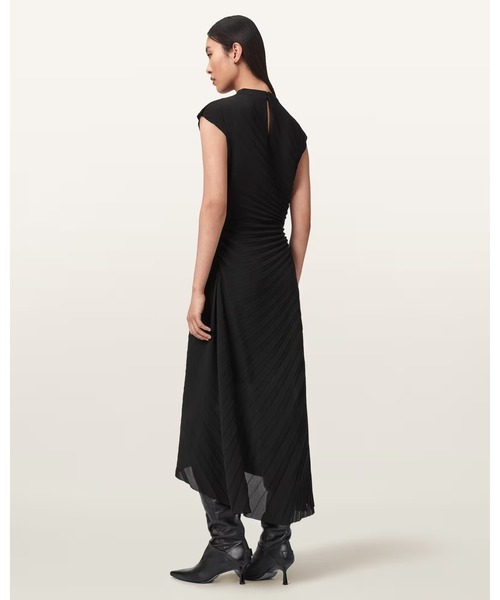ALLSAINTS(オールセインツ)の「RAYANNA PLEATED MIDI DRESS | RAYANNA プリーツ ミディ ドレス・ワンピース(ワンピース・レディース・ブラック・8/6/4/10)」の6枚目の写真