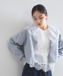 パール付きスカラップカーディガン