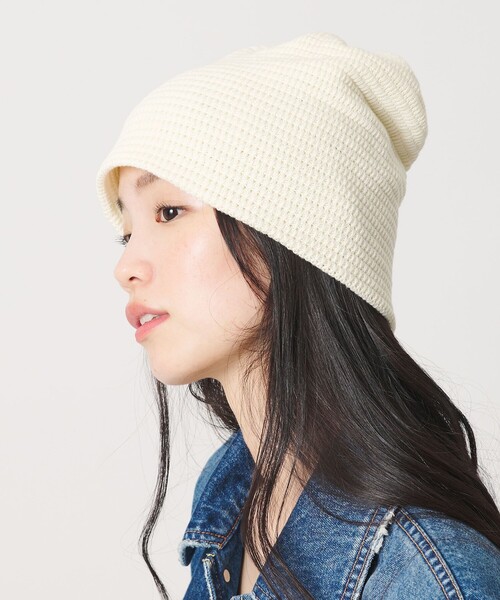 BEAUTY&YOUTH UNITED ARROWS(ビューティーアンドユースユナイテッドアローズ)の「シンプル コットン ニットキャップ(ニットキャップ/ビーニー・レディース・ブラック/オフホワイト・FREE)」の2枚目の写真