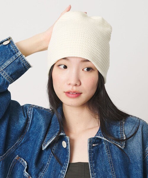 BEAUTY&YOUTH UNITED ARROWS(ビューティーアンドユースユナイテッドアローズ)の「シンプル コットン ニットキャップ(ニットキャップ/ビーニー・レディース・ブラック/オフホワイト・FREE)」の4枚目の写真