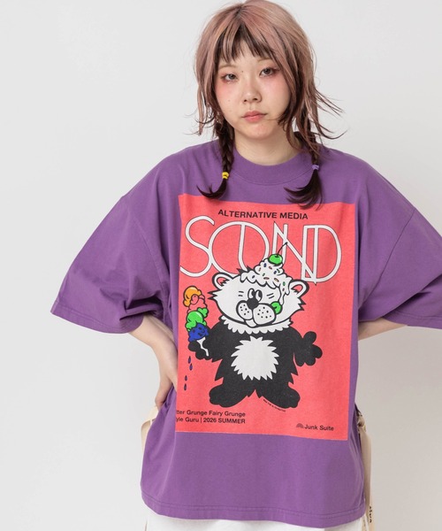 RNA（アールエヌエー）の「M2652 アイスキャラスリットT（Tシャツ/カットソー・レディース・パープル/ブラック/ホワイト・MEDIUM）」の3枚目の写真