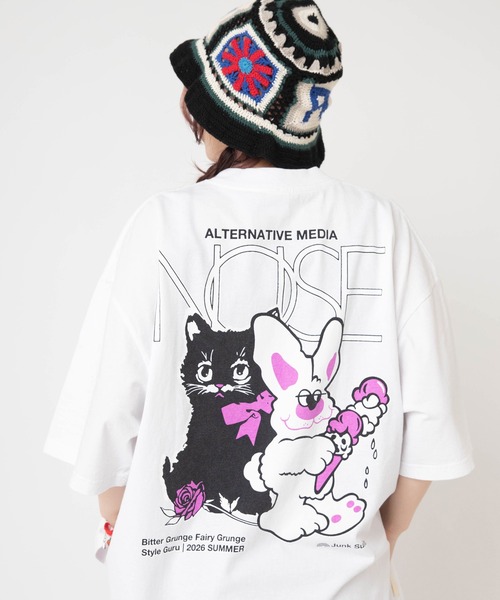 RNA（アールエヌエー）の「M2652 アイスキャラスリットT（Tシャツ/カットソー・レディース・パープル/ブラック/ホワイト・MEDIUM）」の2枚目の写真