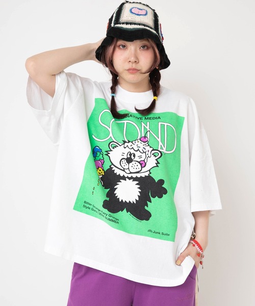 RNA（アールエヌエー）の「M2652 アイスキャラスリットT（Tシャツ/カットソー・レディース・パープル/ブラック/ホワイト・MEDIUM）」の4枚目の写真