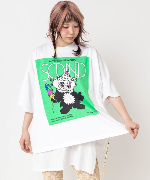 RNA（アールエヌエー）の「M2652 アイスキャラスリットT（Tシャツ/カットソー・レディース・パープル/ブラック/ホワイト・MEDIUM）」の5枚目の写真