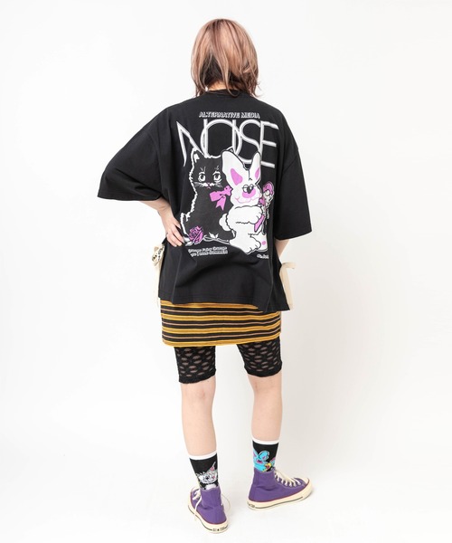 RNA（アールエヌエー）の「M2652 アイスキャラスリットT（Tシャツ/カットソー・レディース・パープル/ブラック/ホワイト・MEDIUM）」の21枚目の写真