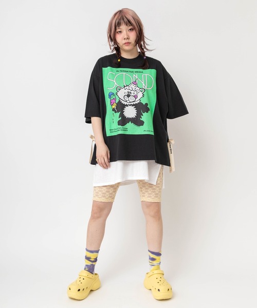 RNA（アールエヌエー）の「M2652 アイスキャラスリットT（Tシャツ/カットソー・レディース・パープル/ブラック/ホワイト・MEDIUM）」の19枚目の写真