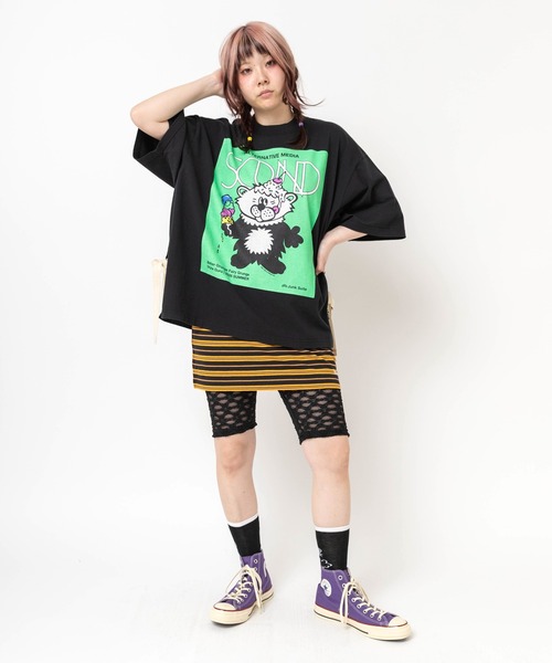 RNA（アールエヌエー）の「M2652 アイスキャラスリットT（Tシャツ/カットソー・レディース・パープル/ブラック/ホワイト・MEDIUM）」の20枚目の写真