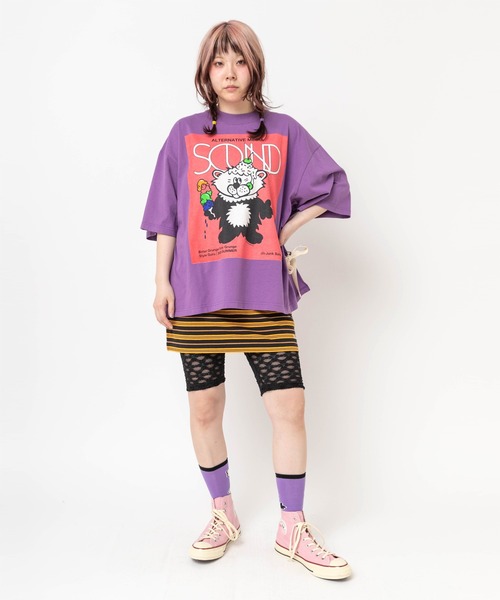 RNA（アールエヌエー）の「M2652 アイスキャラスリットT（Tシャツ/カットソー・レディース・パープル/ブラック/ホワイト・MEDIUM）」の22枚目の写真