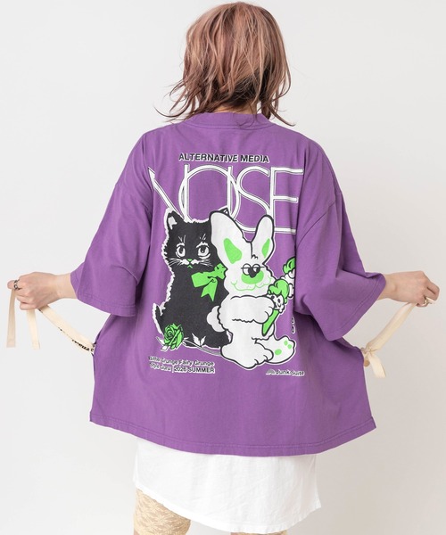 RNA（アールエヌエー）の「M2652 アイスキャラスリットT（Tシャツ/カットソー・レディース・パープル/ブラック/ホワイト・MEDIUM）」の11枚目の写真