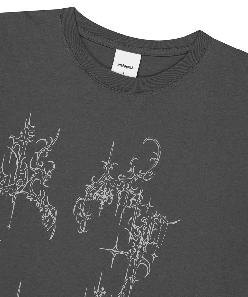 MAHAGRID(マハグリッド)の「『mahagrid/マハグリッド』HEART TATTOO TEE/ハート タトゥー Tシャツ(Tシャツ/カットソー・レディース・ホワイト/チャコールグレー・S)」の4枚目の写真