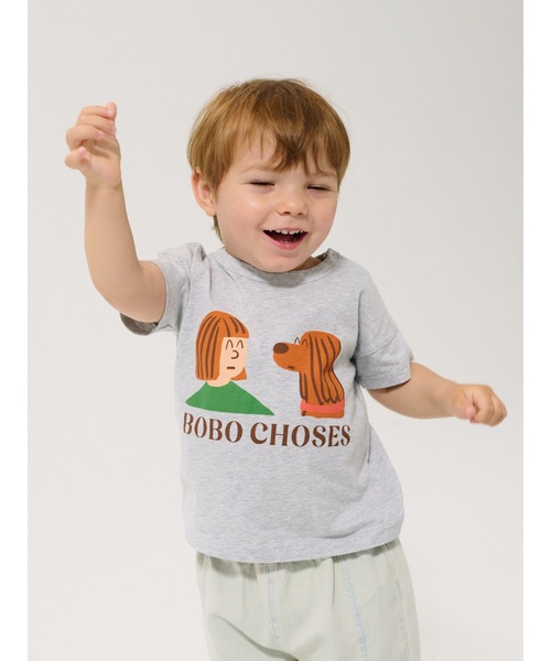 BOBO CHOSES(ボボショーズ)の「Friends In A Pickle T-shirt(Tシャツ/カットソー・キッズ・ヘザーグレー・9MONTH/12MONTH/18MONTH/24MONTH)」の1枚目の写真