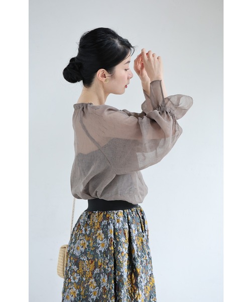 cawaii(カワイイ)の「重ねるだけ 二の腕カバー! シアーポワン袖ブラウス(シャツ/ブラウス・レディース・ライラック/ブラウン系その他/アイボリー・FREE)」の10枚目の写真