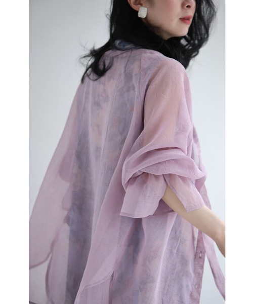 cawaii(カワイイ)の「重ねるだけ 二の腕カバー! シアーポワン袖ブラウス(シャツ/ブラウス・レディース・ライラック/ブラウン系その他/アイボリー・FREE)」の14枚目の写真