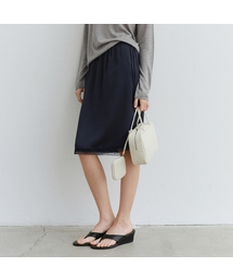 Satin lace midi skirt