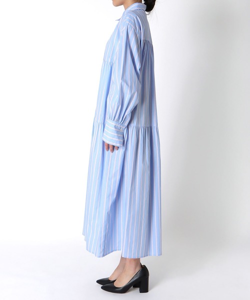 Jines（ジネス）の「ストライプティアードワンピース（ワンピース・レディース・ブルー/ピンク・38）」の16枚目の写真