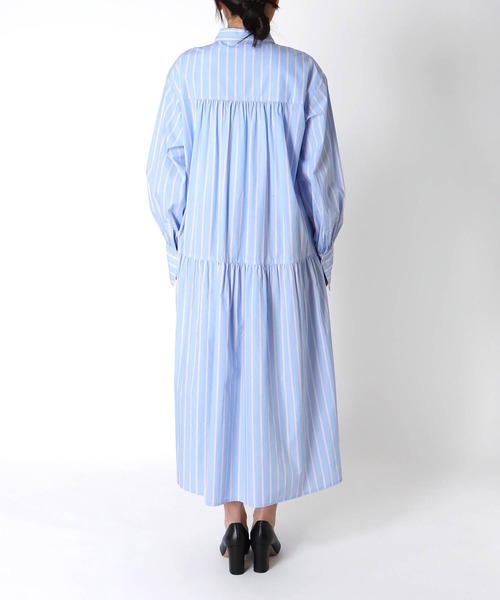 Jines（ジネス）の「ストライプティアードワンピース（ワンピース・レディース・ブルー/ピンク・38）」の17枚目の写真