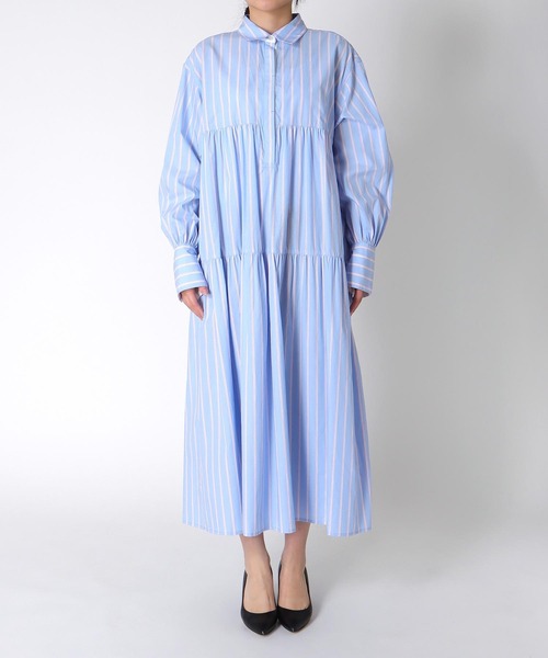 Jines（ジネス）の「ストライプティアードワンピース（ワンピース・レディース・ブルー/ピンク・38）」の15枚目の写真