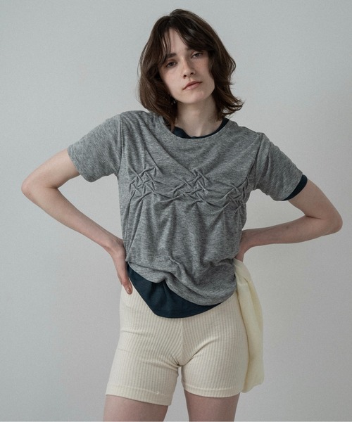 lawgy(ラウジー)の「crinkle design point rafu logo t / クリンクルデザインポイントラフロゴt(Tシャツ/カットソー・レディース・ホワイト/グレー/ネイビー・FREE)」の2枚目の写真