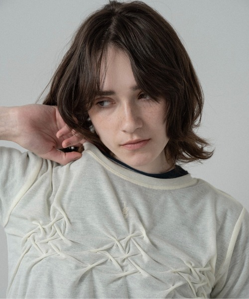 lawgy(ラウジー)の「crinkle design point rafu logo t / クリンクルデザインポイントラフロゴt(Tシャツ/カットソー・レディース・ホワイト/グレー/ネイビー・FREE)」の9枚目の写真