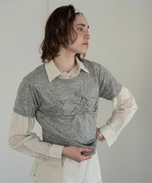 lawgy(ラウジー)の「crinkle design point rafu logo t / クリンクルデザインポイントラフロゴt(Tシャツ/カットソー・レディース・ホワイト/グレー/ネイビー・FREE)」の12枚目の写真