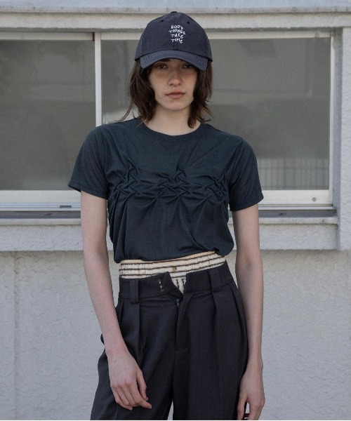 lawgy(ラウジー)の「crinkle design point rafu logo t / クリンクルデザインポイントラフロゴt(Tシャツ/カットソー・レディース・ホワイト/グレー/ネイビー・FREE)」の17枚目の写真