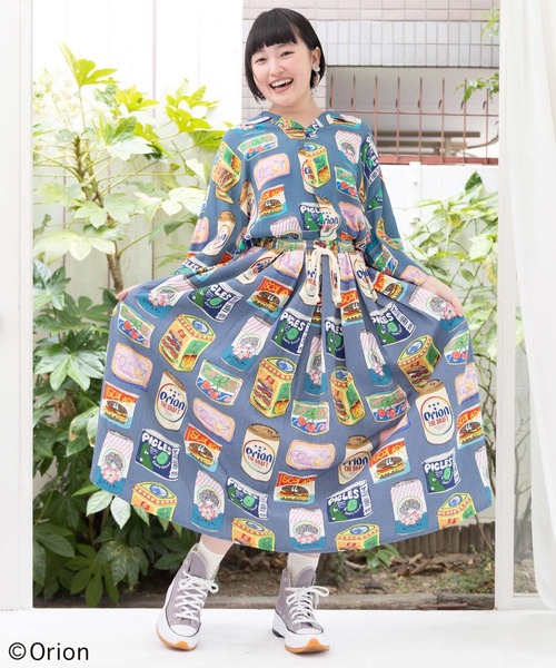 ScoLar（スカラー）の「161682：orion×ScoLar トロピカルポップ缶総柄シャツ（シャツ/ブラウス・レディース・ブルー/オフホワイト・L/M）」の3枚目の写真