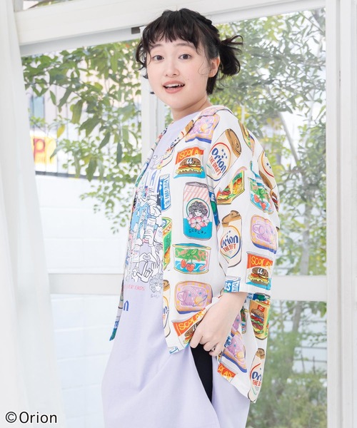 ScoLar（スカラー）の「161682：orion×ScoLar トロピカルポップ缶総柄シャツ（シャツ/ブラウス・レディース・ブルー/オフホワイト・L/M）」の11枚目の写真