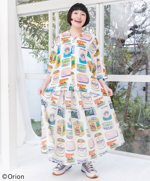 ScoLar（スカラー）の「161682：orion×ScoLar トロピカルポップ缶総柄シャツ（シャツ/ブラウス・レディース・ブルー/オフホワイト・L/M）」の14枚目の写真