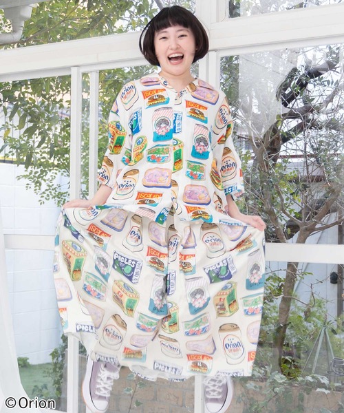 ScoLar（スカラー）の「161682：orion×ScoLar トロピカルポップ缶総柄シャツ（シャツ/ブラウス・レディース・ブルー/オフホワイト・L/M）」の15枚目の写真