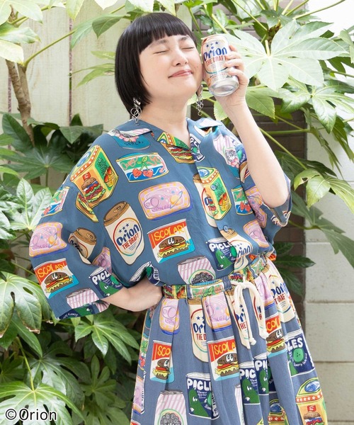 ScoLar（スカラー）の「161682：orion×ScoLar トロピカルポップ缶総柄シャツ（シャツ/ブラウス・レディース・ブルー/オフホワイト・L/M）」の16枚目の写真