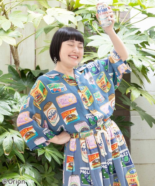 ScoLar（スカラー）の「161682：orion×ScoLar トロピカルポップ缶総柄シャツ（シャツ/ブラウス・レディース・ブルー/オフホワイト・L/M）」の17枚目の写真