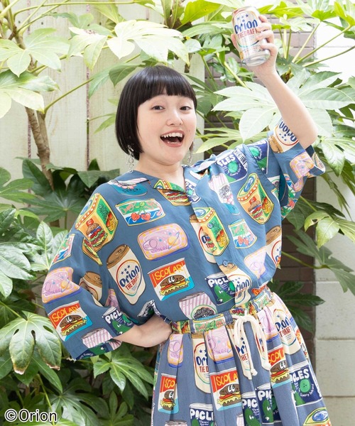 ScoLar（スカラー）の「161682：orion×ScoLar トロピカルポップ缶総柄シャツ（シャツ/ブラウス・レディース・ブルー/オフホワイト・L/M）」の18枚目の写真