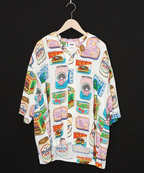 ScoLar（スカラー）の「161682：orion×ScoLar トロピカルポップ缶総柄シャツ（シャツ/ブラウス・レディース・ブルー/オフホワイト・L/M）」の21枚目の写真