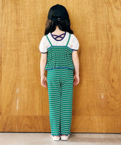 apres les cours(アプレレクール)の「マルチボーダーTシャツ&ビスチェ2Pセット(アンサンブル・キッズ・ブラウン/グリーン/ピンク・90/100/110/120/130/140)」の10枚目の写真