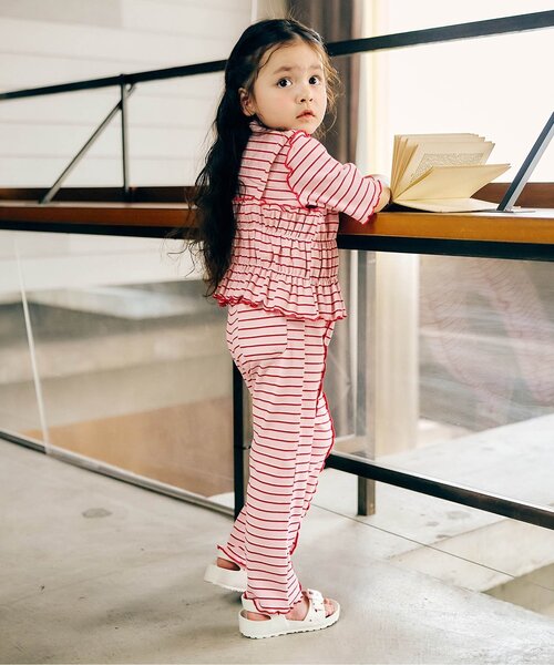 apres les cours(アプレレクール)の「マルチボーダーTシャツ&ビスチェ2Pセット(アンサンブル・キッズ・ブラウン/グリーン/ピンク・90/100/110/120/130/140)」の13枚目の写真