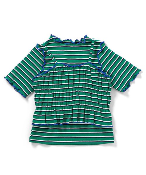 apres les cours(アプレレクール)の「マルチボーダーTシャツ&ビスチェ2Pセット(アンサンブル・キッズ・ブラウン/グリーン/ピンク・90/100/110/120/130/140)」の12枚目の写真