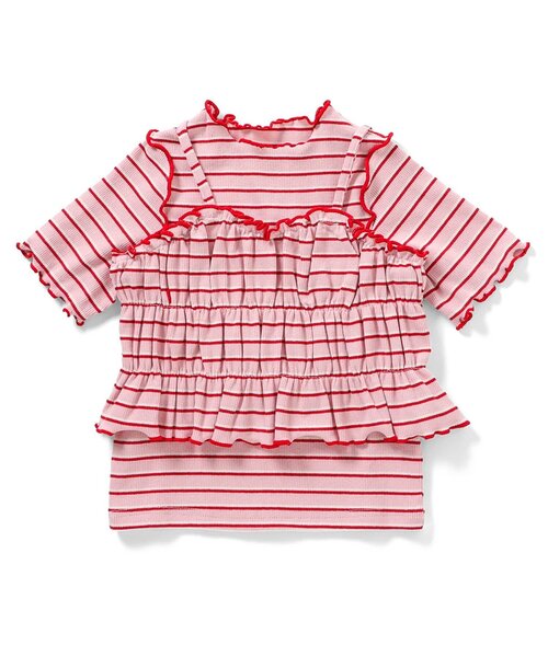 apres les cours(アプレレクール)の「マルチボーダーTシャツ&ビスチェ2Pセット(アンサンブル・キッズ・ブラウン/グリーン/ピンク・90/100/110/120/130/140)」の17枚目の写真