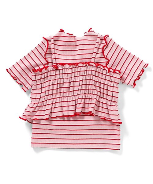 apres les cours(アプレレクール)の「マルチボーダーTシャツ&ビスチェ2Pセット(アンサンブル・キッズ・ブラウン/グリーン/ピンク・90/100/110/120/130/140)」の16枚目の写真